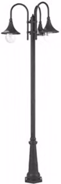 Palo Da Esterno H230Cm Lampara Alluminio E Termoplastica Nero 3 Luci E27