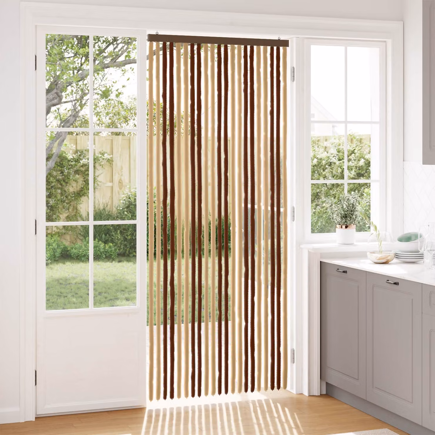 vidaXL Tenda per insetti in chenille Marrone e Beige L: 90 cm, H: 220 cm