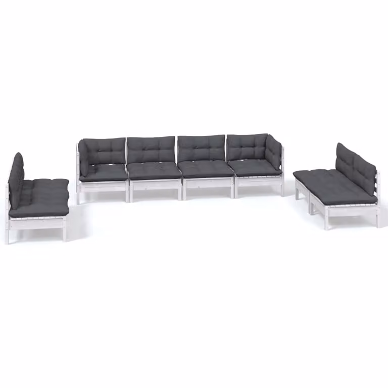 Set Salotto da Giardino con Cuscini 8 pz Legno Massello di Pino
