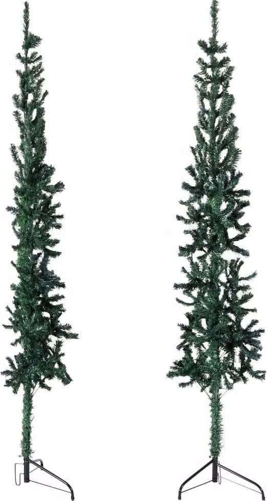 Albero Natale Artificiale Sottile a Metà Supporto Verde 180 cm