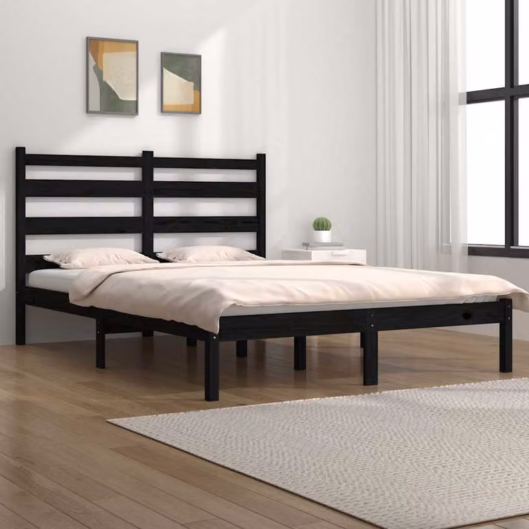Giroletto vidaXL in legno massello di pino nero per adulti, L/P/H: 195.5 x 140 x 145.5 cm