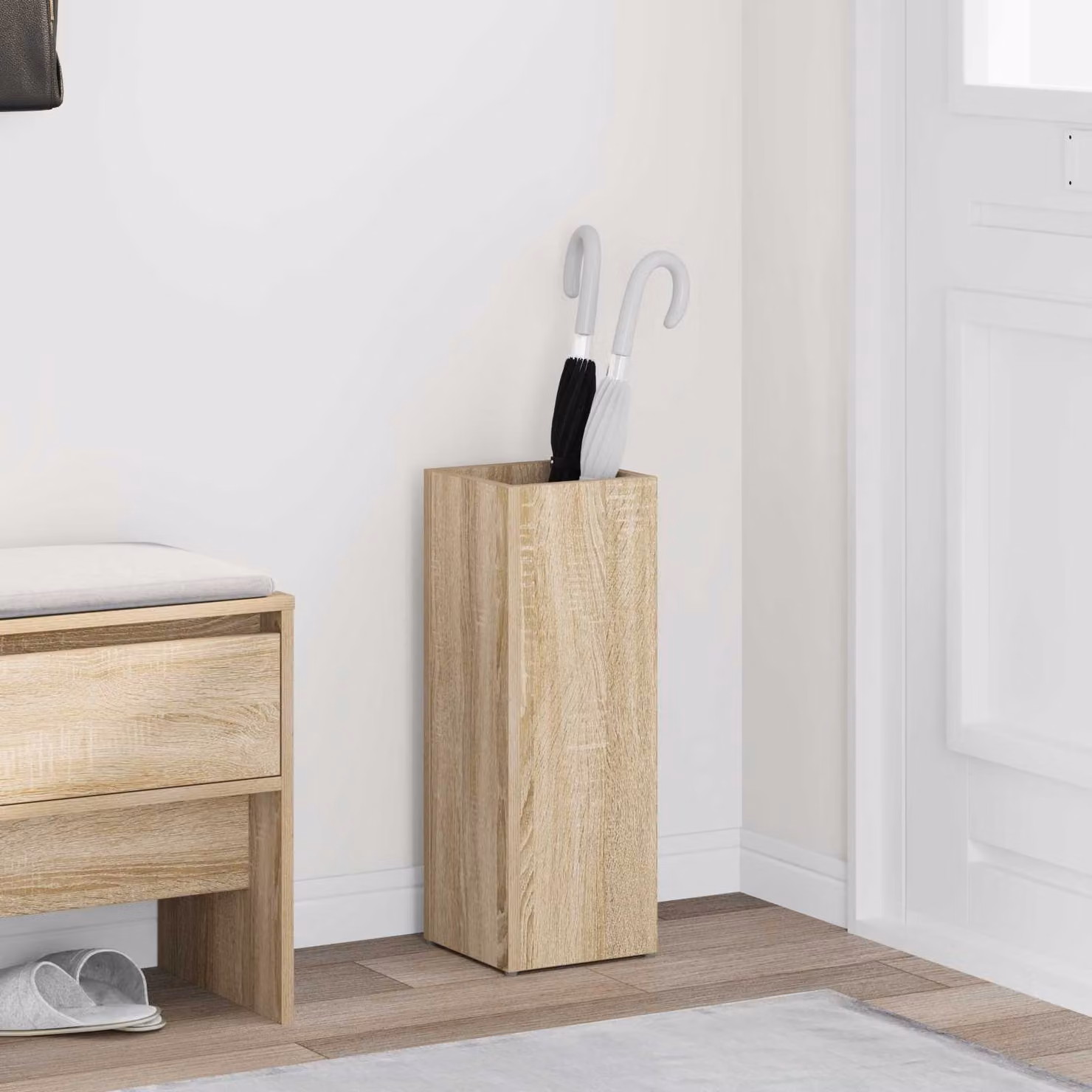 vidaXL Supporto per Ombrellone in Legno MDF Rovere Sonoma, Colore Beige, L/P/H: 20 x 20 x 55,5 cm