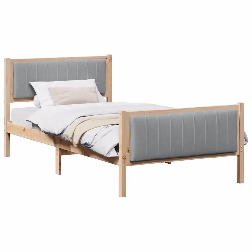 Struttura del letto moderna vidaXL in legno di pino, marrone e grigio chiaro, L 100 x P 200 cm – 2