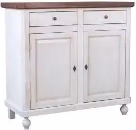 Credenza base napoletana in legno Shabby chic 2 ante bianco anticato e noce scuro