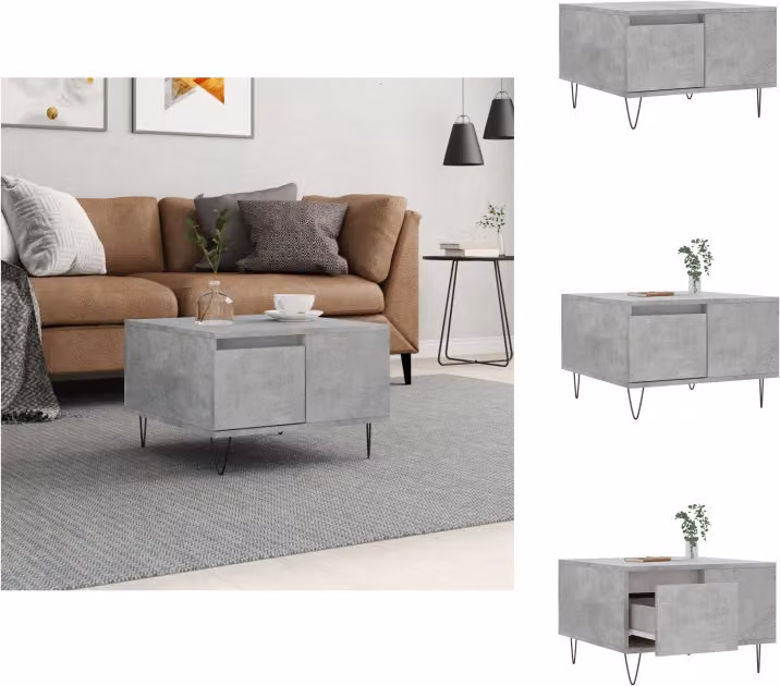 vidaXL Tavolino da caffè grigio cemento 55x55x36,5 cm in legno - Tavolini da caffè