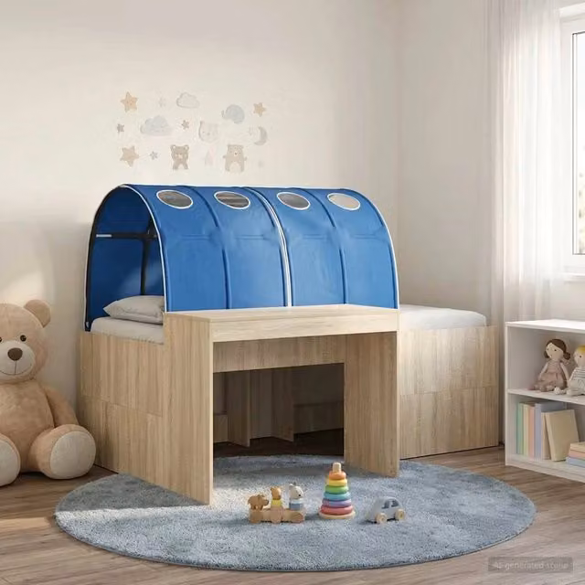 Letto con Tunnel 3 pz Rovere Sonoma e Blu Legno ingegnerizzato 3423661