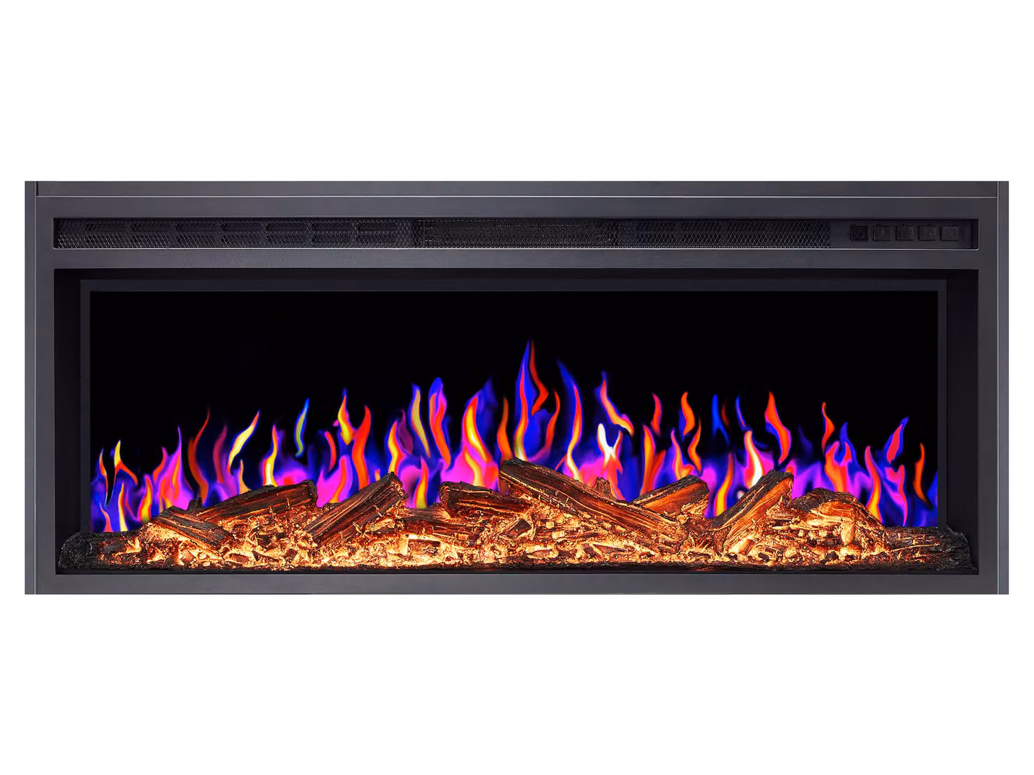 ArtiFlame AF38 Multicolor: camino elettrico da incasso con funzione riscaldante da 1600 W, effetto fiamma 3D realistico, illuminazione a LED, telecomando, colore nero