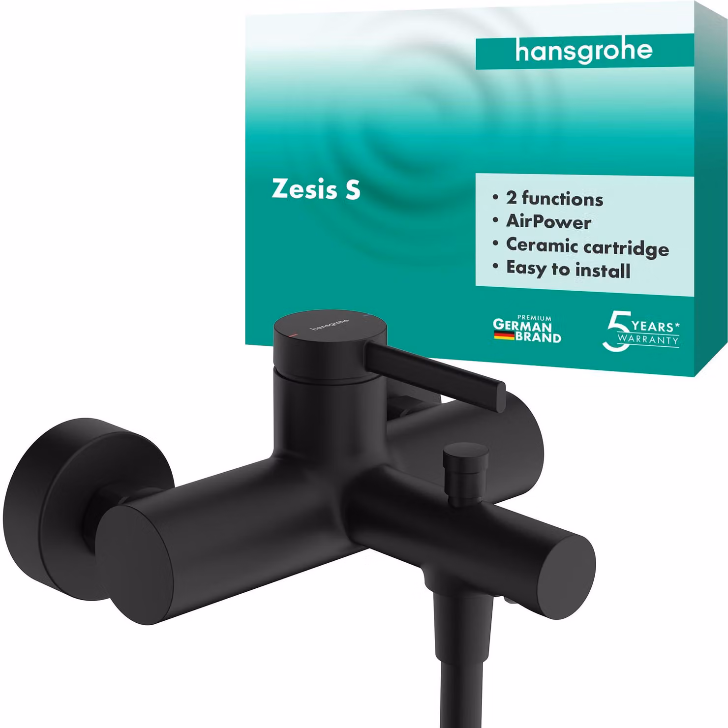 Miscelatore monocomando per bagno da appoggio, con bocchetta di erogazione di 17,5 cm, finitura nero opaco