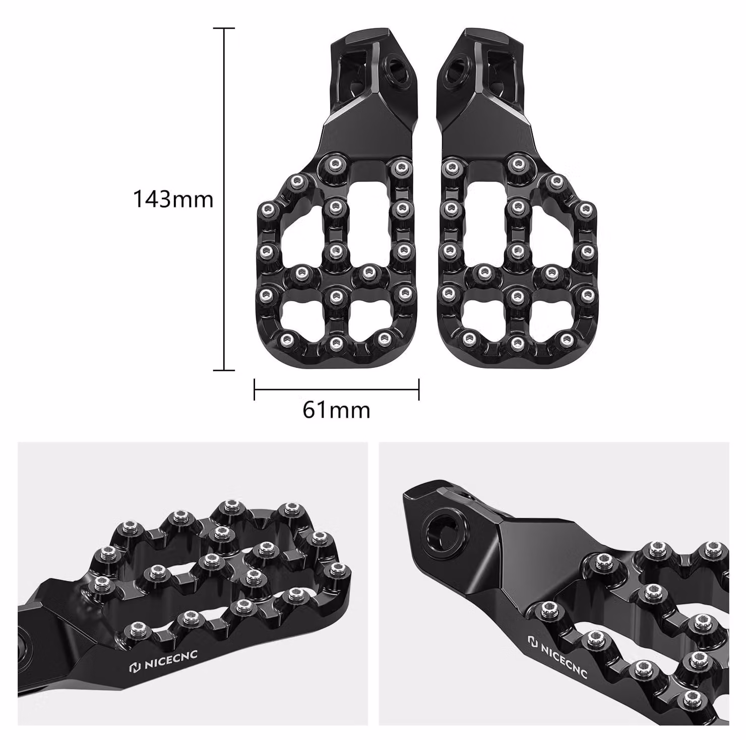 Poggiapiedi regolabili per fuoristrada, realizzati in alluminio 7075 con inserti antiscivolo, adatti per motociclette