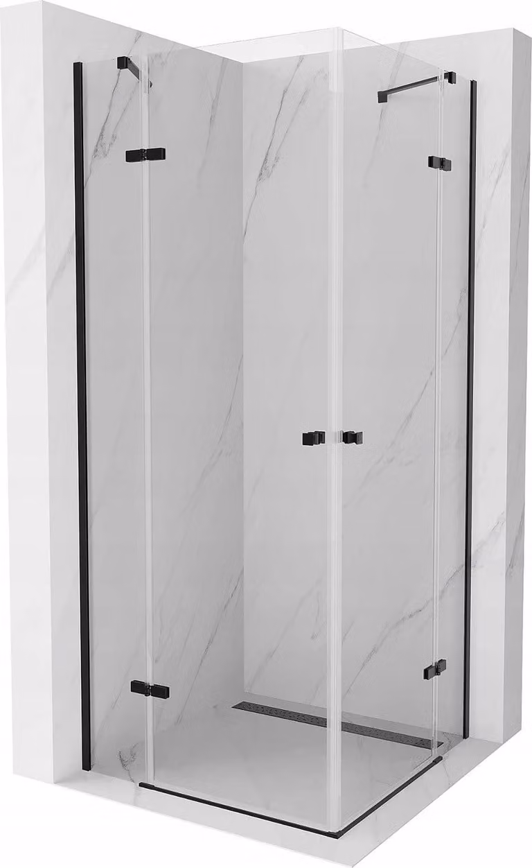 Mexen Roma Duo cabina doccia a battente 90 x 90 cm, trasparente, nero - 854-090-090-70-00-02
