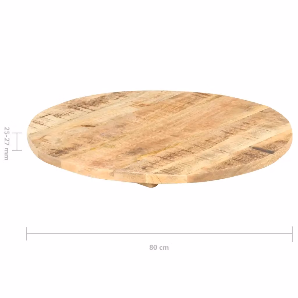 Piano Tavolo Rotondo in Legno di Mango Marrone vidaXL Diametro: 80 cm – 2