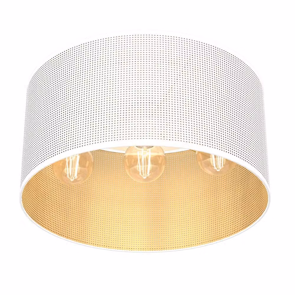 Lampada da soffitto Loft rotonda in rete bianca con interno dorato Paralume Loft 3xE27 15W Luminex