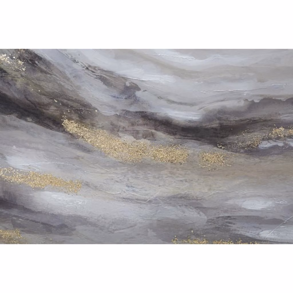 Trittico su tela Monty Vikasa Home paesaggio astratto moderno grigio, bianco e oro, L: 150 cm, H: 80 cm – 2