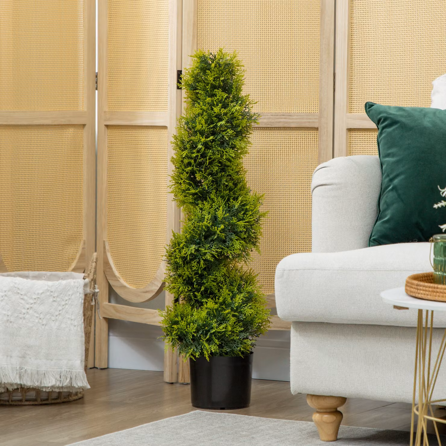 Albero artificiale a spirale HOMCOM verde in plastica con vaso per decorazione moderna, Altezza: 90 cm – 2
