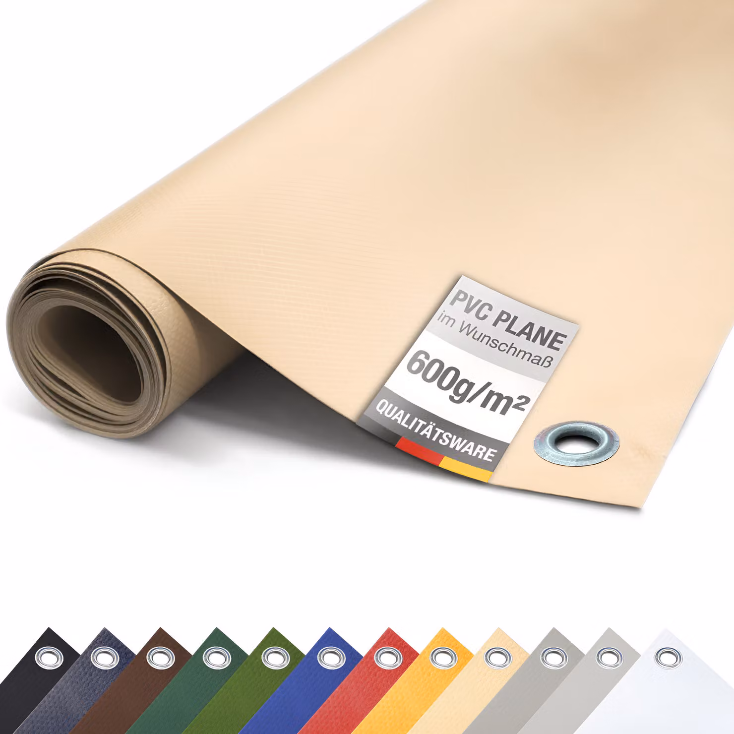 Telone per camion in PVC 600g/m² con occhielli Telone protettivo opaco (beige, 3m x 7m)