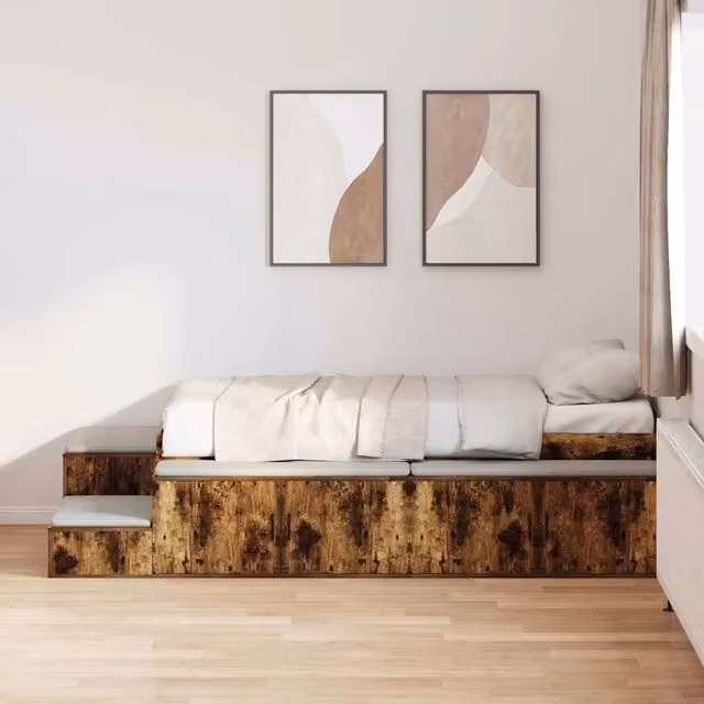 Struttura letto con contenitore Rovere fumé 80 cm 3335577