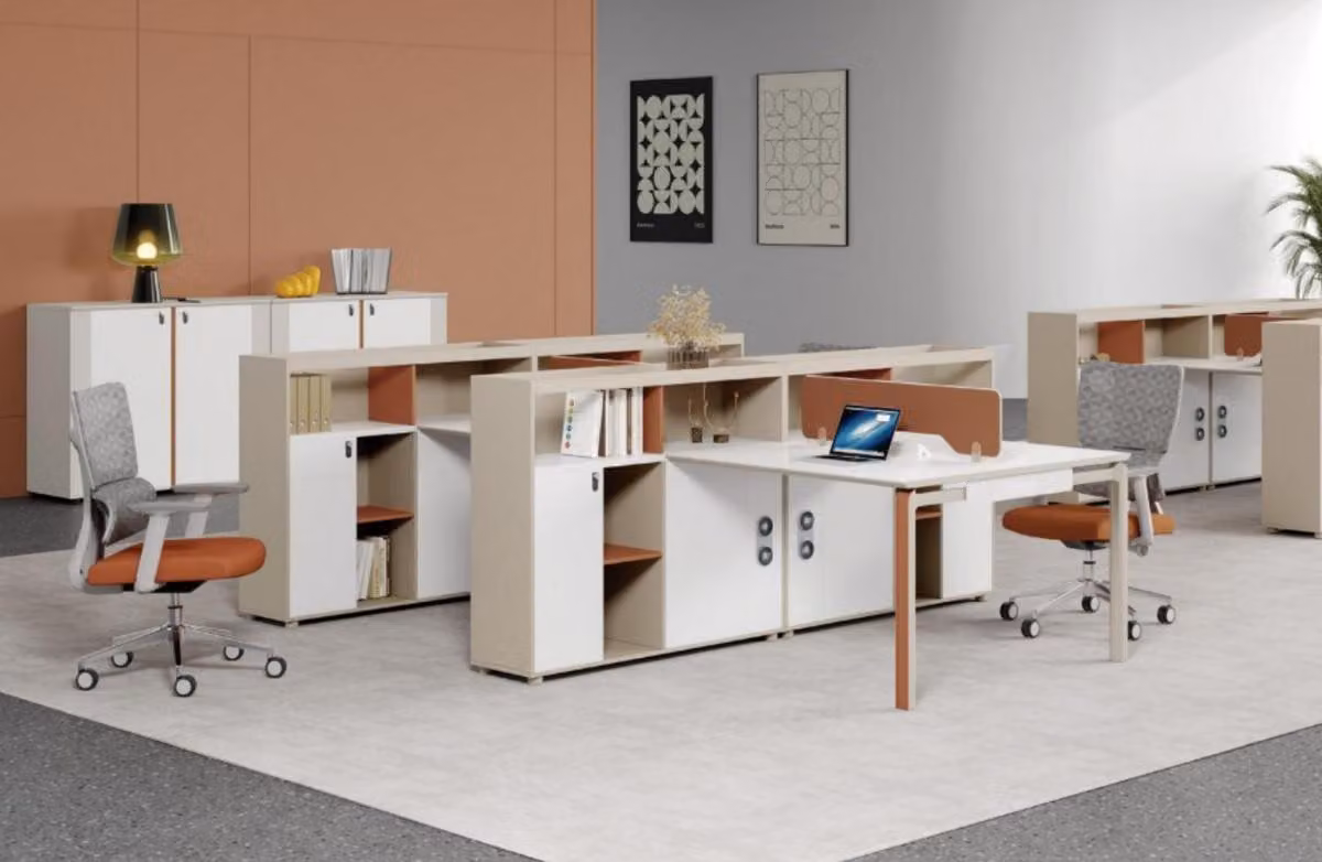 Großer Bürotisch Arbeitsplatz für 4 Personen Schreibtisch Moderne Büromobel
