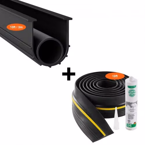 Set di guarnizioni per soglia di porta da garage VEVOR nero, guarnizione inferiore a forma di U con O-ring in plastica impermeabile, lunghezza 3,04 m