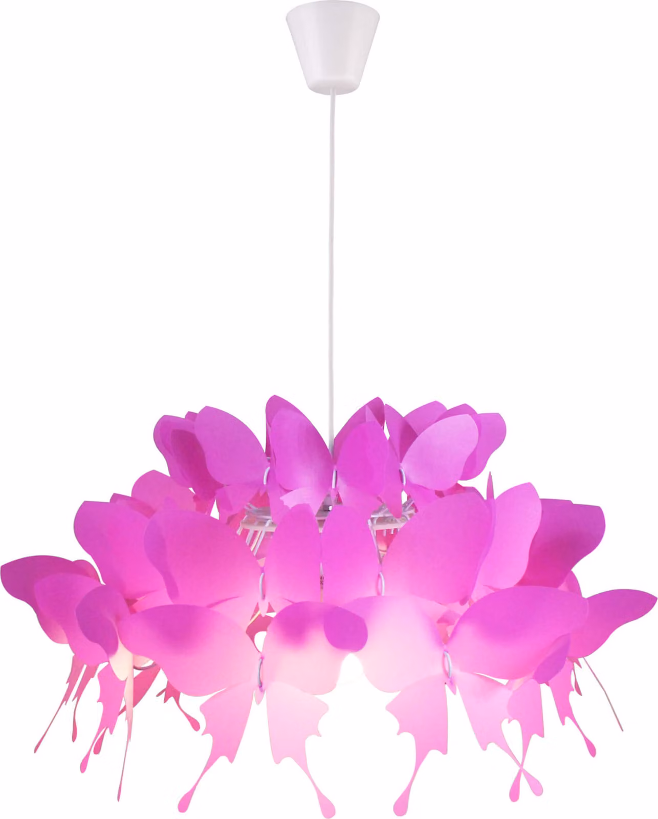 Lampada a sospensione Farfalla rosa scuro-bianca 1xE27x60W in plastica, dimensioni: 115x50x50 cm, IP20, Light Prestige