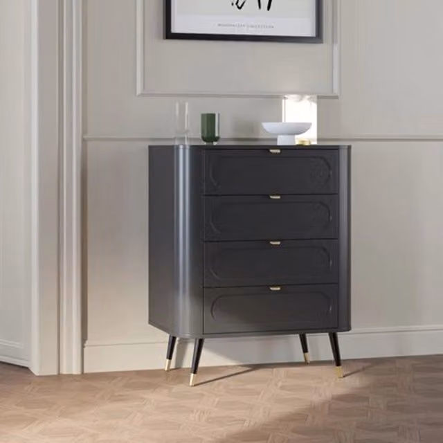 Lapanoto, Cassettiera 4 Cassetti, 78x40x98h cm Nero Antracite