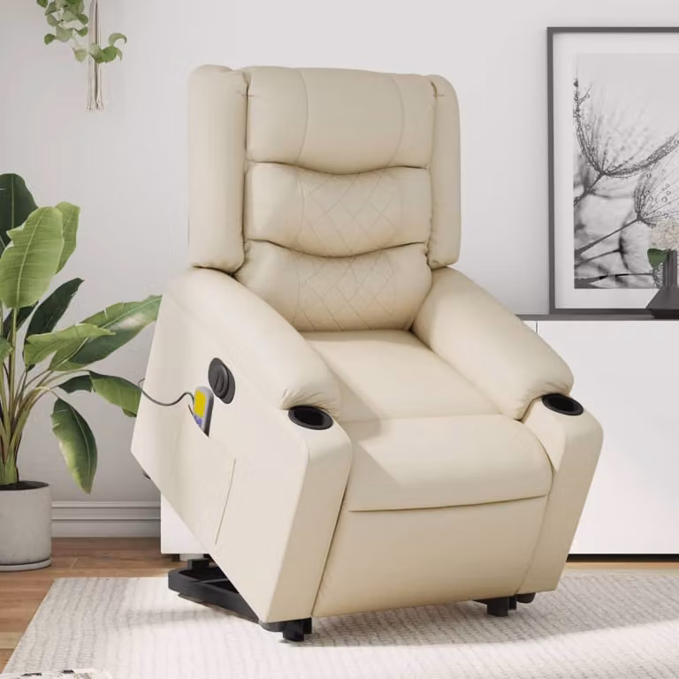 vidaXL Poltrona Alzapersona Elettrica Reclinabile Beige in Similpelle