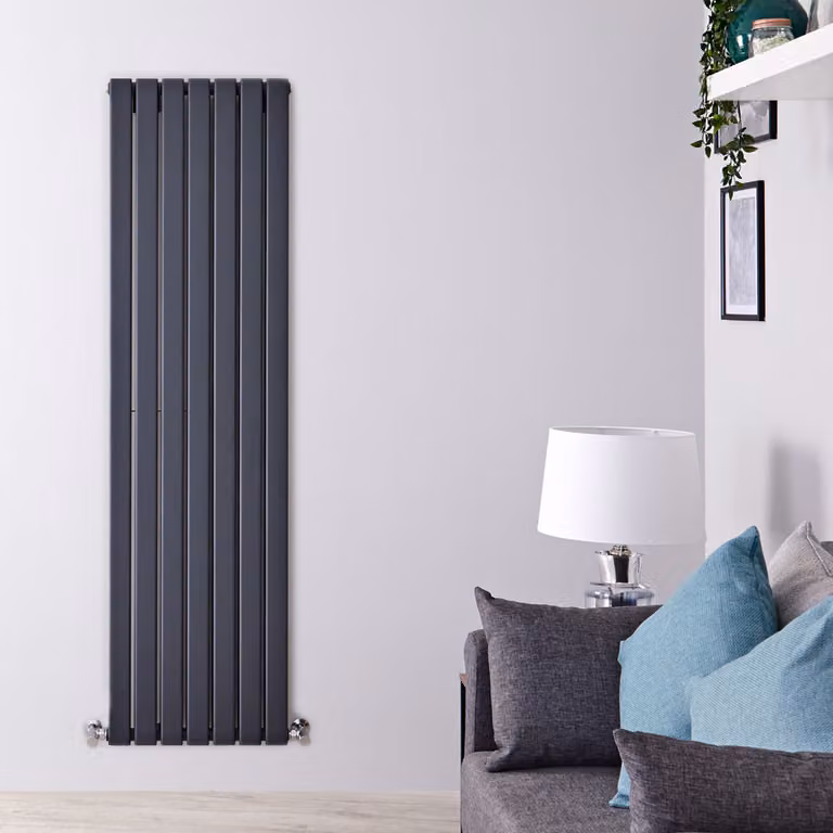 Radiatore Verticale Doppio Design Antracite 1600x490mm 1220W - Alta Potenza - Stile Moderno - Delta