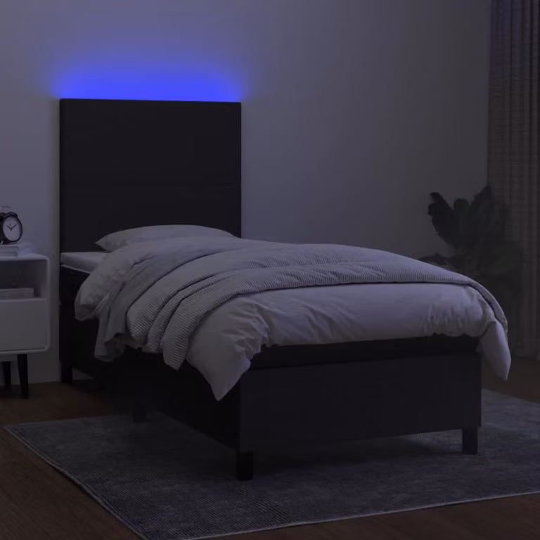 Maison Exclusive - Letto a Molle con Materasso e LED Nero 80x200 cm in Tessuto