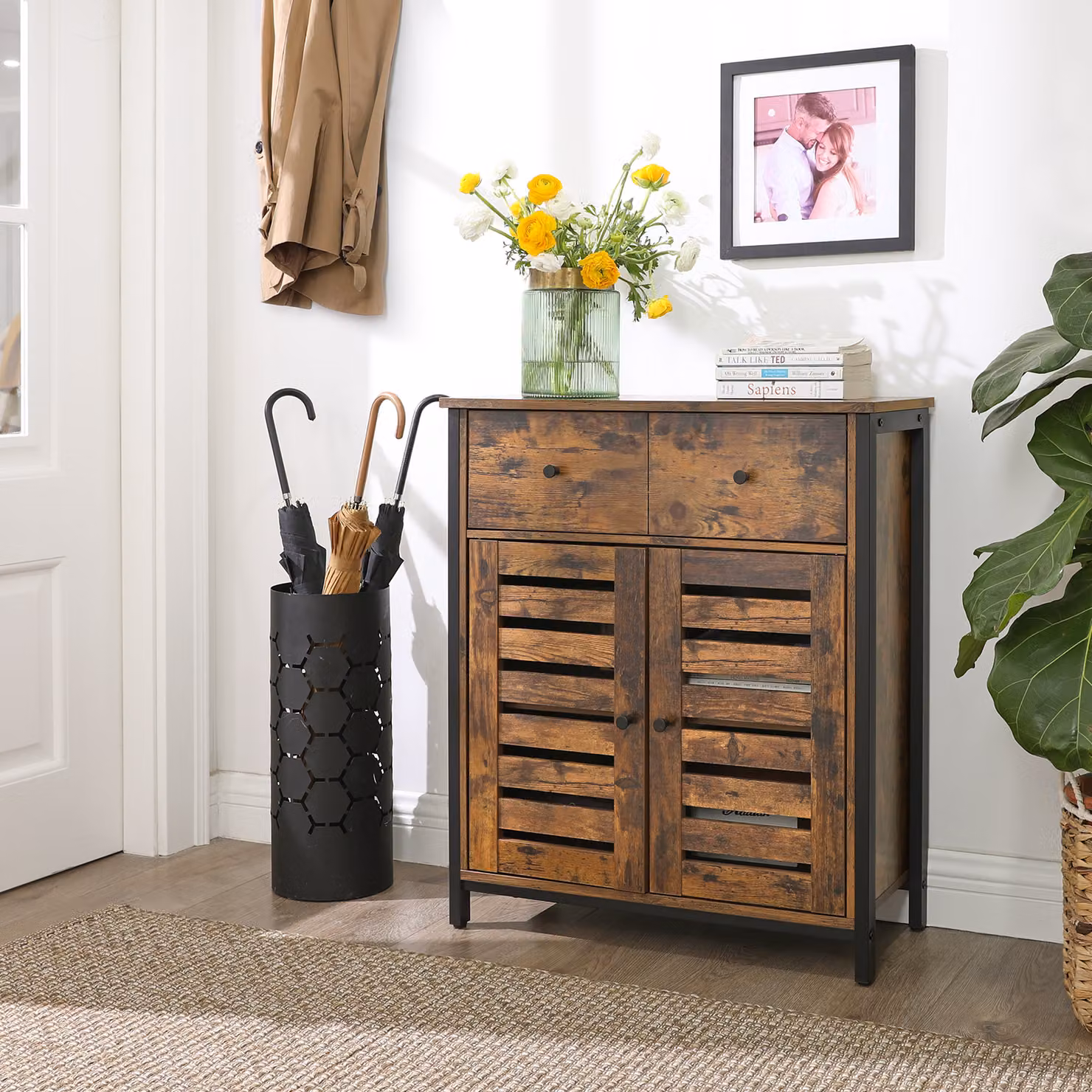 VASAGLE Cassettiera, con ripiano e cassetto, 70 x 30 x 80 cm