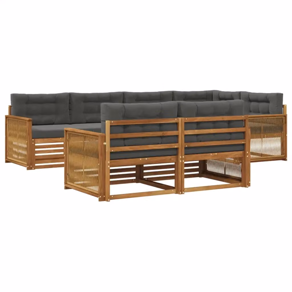 Set di divani da esterno a L vidaXL in legno di acacia, 7 pezzi, Beige e Antracite – 2