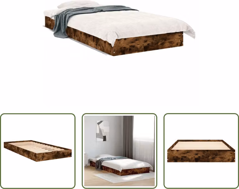 The Living Store struttura letto in rovere fumé 75x190 cm materiale a base di legno