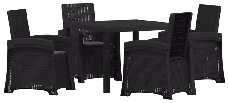 Set da pranzo per esterno, 5 pezzi, colore antracite, materiale: polipropilene