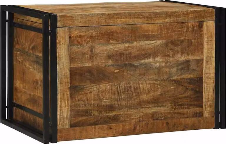Scatola di Stoccaggio 80 x 50 x 50 cm Legno di Mango Grezzo