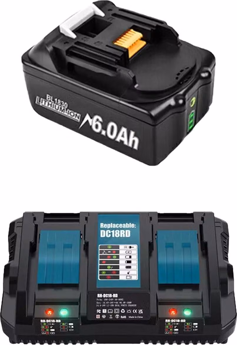 Batteria per utensili, 18V ricaricabile, capacità 6000mAh, set 1