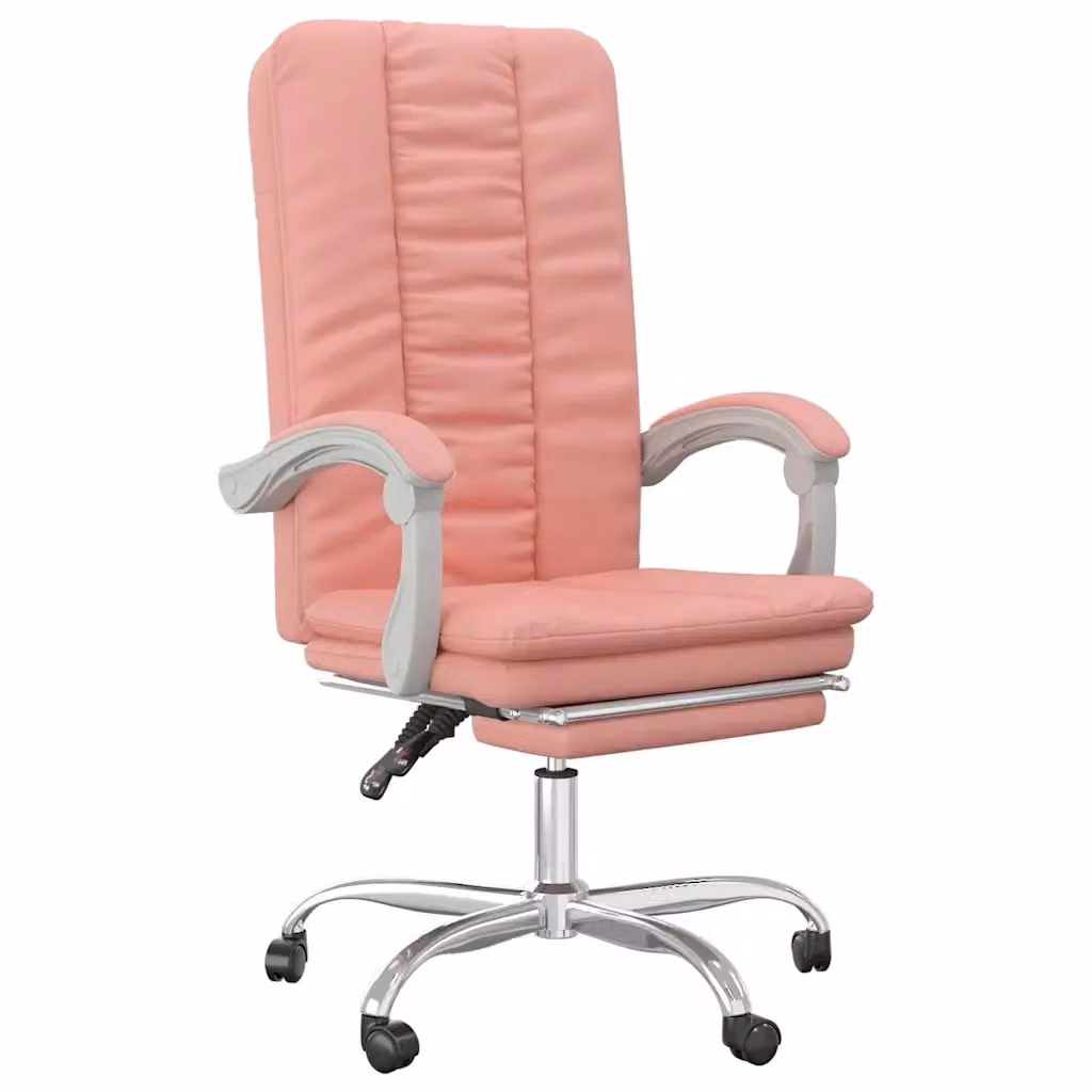 Poltrona da Ufficio Executive Reclinabile in Similpelle Rosa con Poggiatesta e Ruote – 2