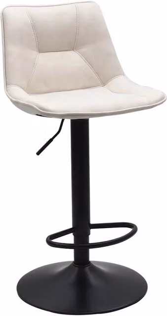 Sgabello Hawaii Lúzete con gamba nera e tessuto bianco invecchiato