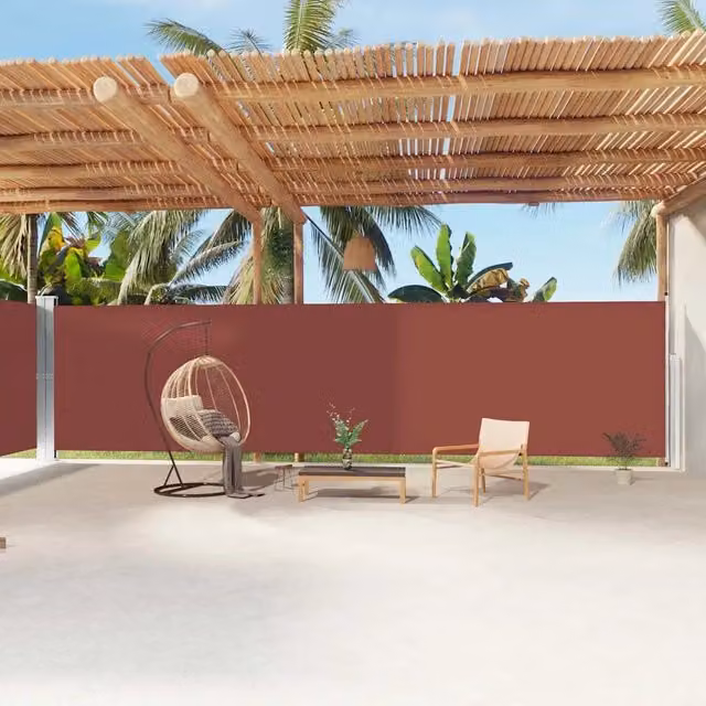 Tenda da sole laterale retrattile in poliestere marrone L: 1200 cm, H: 200 cm – 1