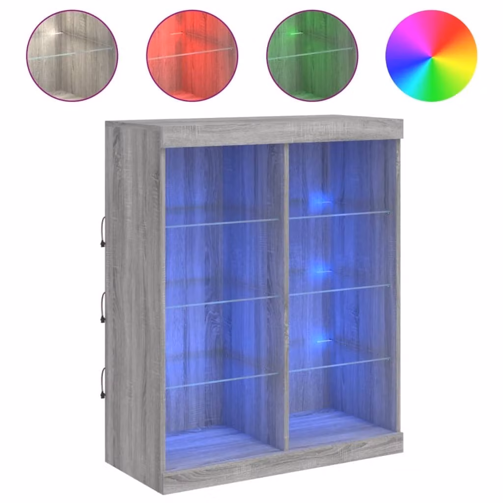 Credenza con Luci LED Grigio Sonoma 81x37x100 cm