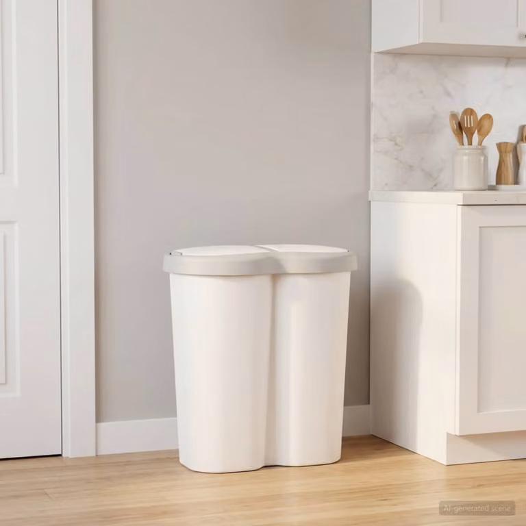 Cestino della spazzatura vidaXL bianco con coperchio a ribalta in plastica L/P/H: 48 x 30 x 51 cm
