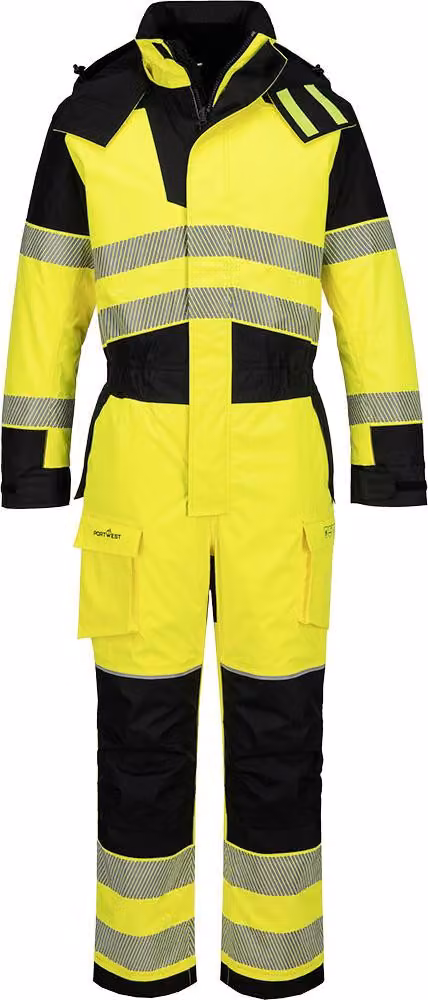Combinaison D'hiver + Pluie Pw3 Fr Modaflame Hv - Waist Xxxl - Jaune/noir - Portwest