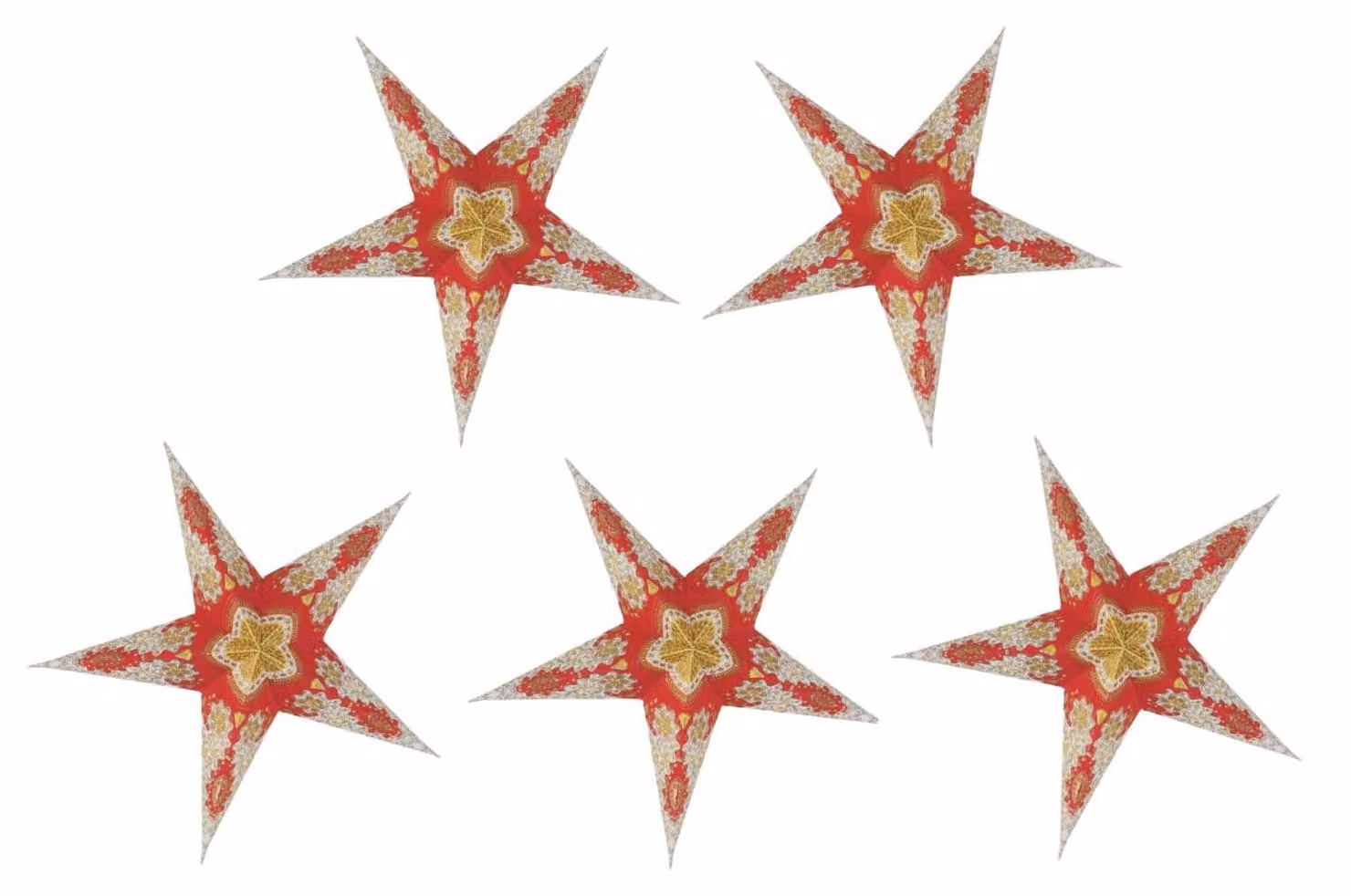 5 stelle di carta per catene luminose, 20 cm, pieghevoli, design 60