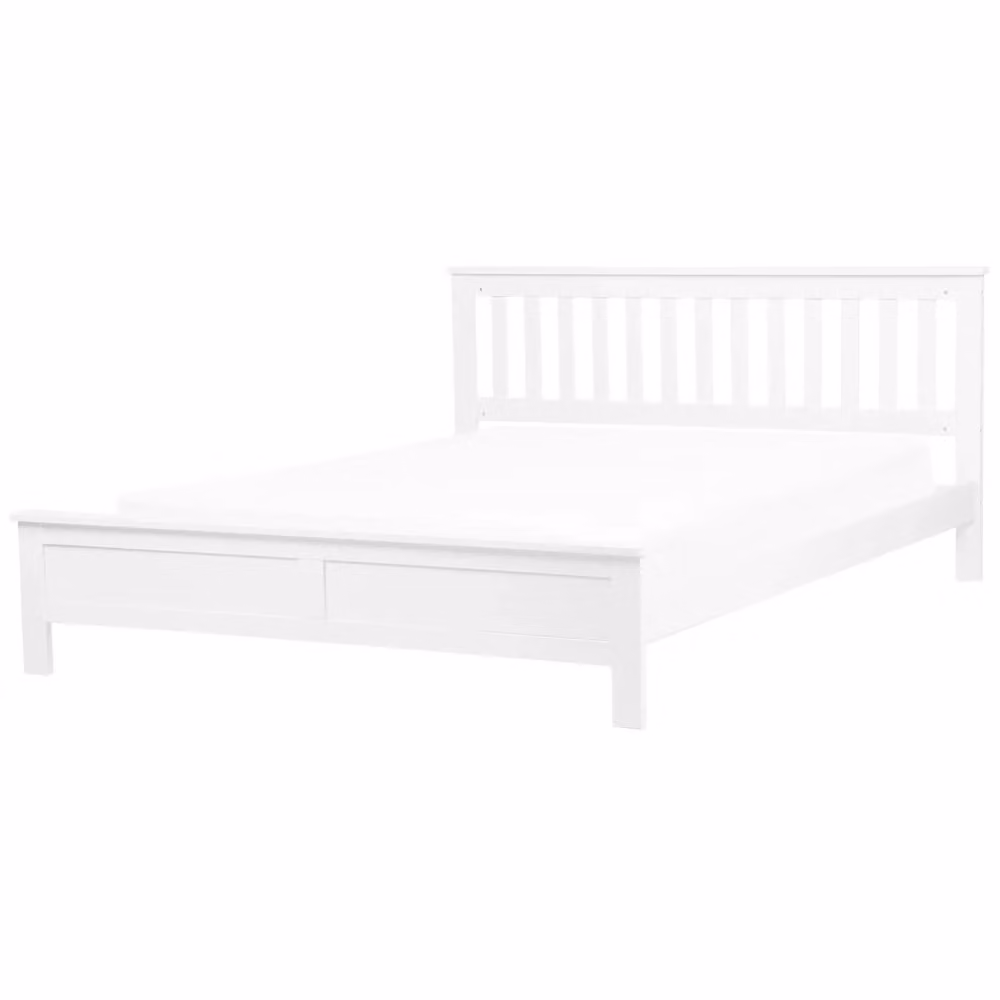 Letto Beliani in legno di pino bianco laccato in stile scandinavo L: 180 cm, P: 200 cm, H: 88 cm – 2