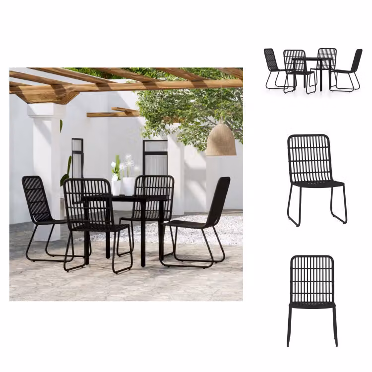vidaXL Set da pranzo da giardino 5 pezzi nero - Set di mobili da giardino