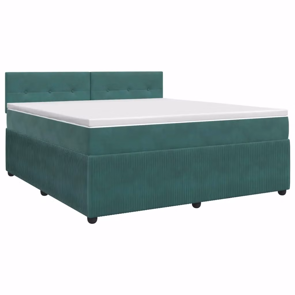 Letto box spring con materasso in velluto verde scuro vidaXL L/P: 140 x 190 cm – 2
