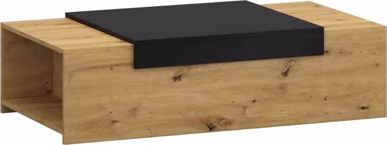 Casa Dolce GORIZIA 3 tavolino, mobili da salotto, 110x60x31 cm, nero + rovere, due ripiani