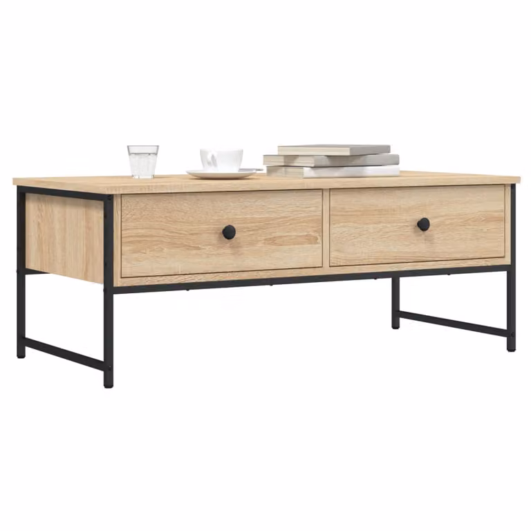 vidaXL Tavolino da salotto rettangolare in legno color rovere, L: 101 cm, P: 49 cm, H: 39,5 cm