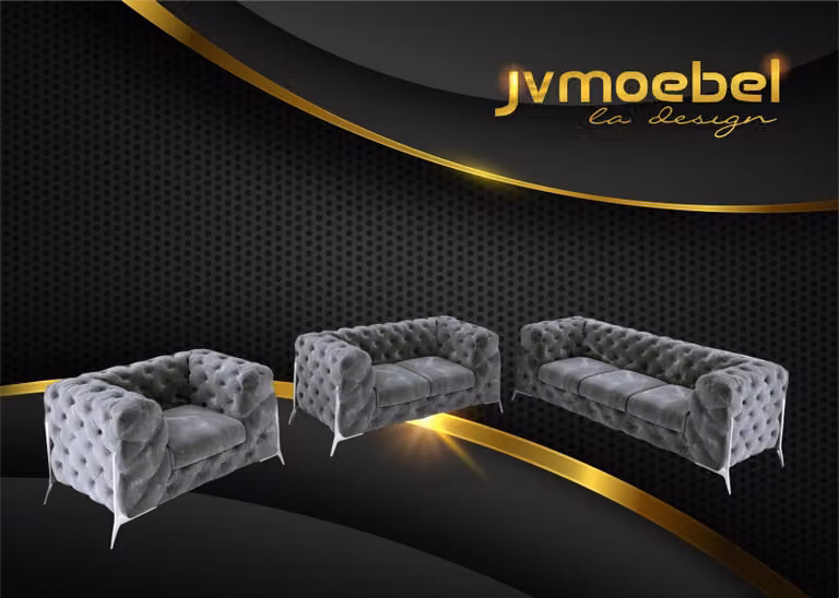 Sofagarnitur 321 Sitzer Textil Couch Modern Chesterfield Garnitur Designer