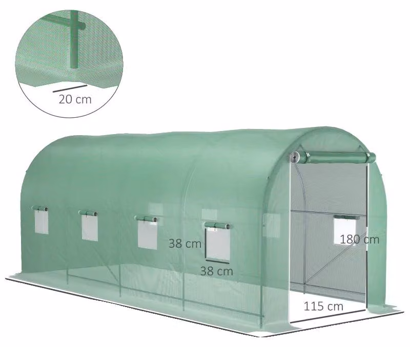 Serra, telaio in acciaio verniciato a polvere, lunghezza 500 cm, larghezza 200 cm, altezza 205 cm, telo in PE idrorepellente