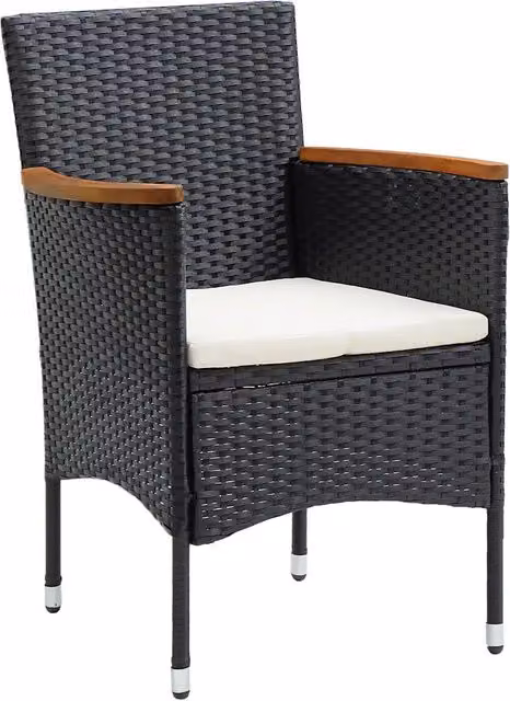 Sedie da Pranzo per Giardino 4 pz | Sedie da Esterno in Polyrattan Nero