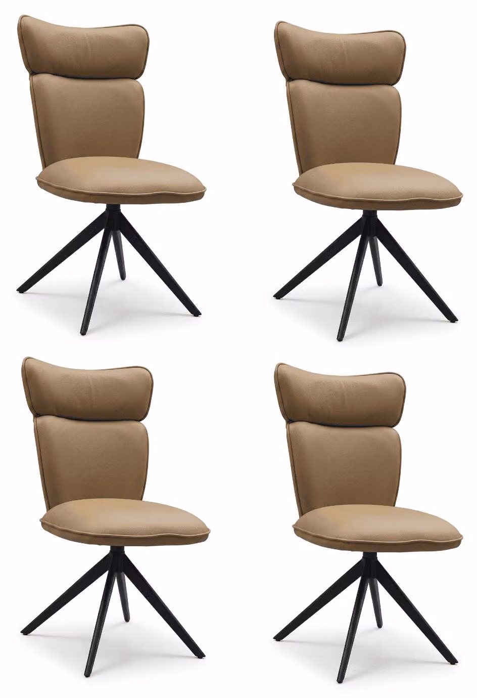 Set di 4 sedie girevoli per sala da pranzo in stile italiano, color beige, design moderno
