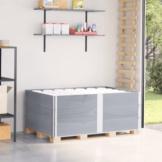Set di 3 pareti per pallet vidaXL in legno di pino grigio, L: 150 cm, H: 100 cm